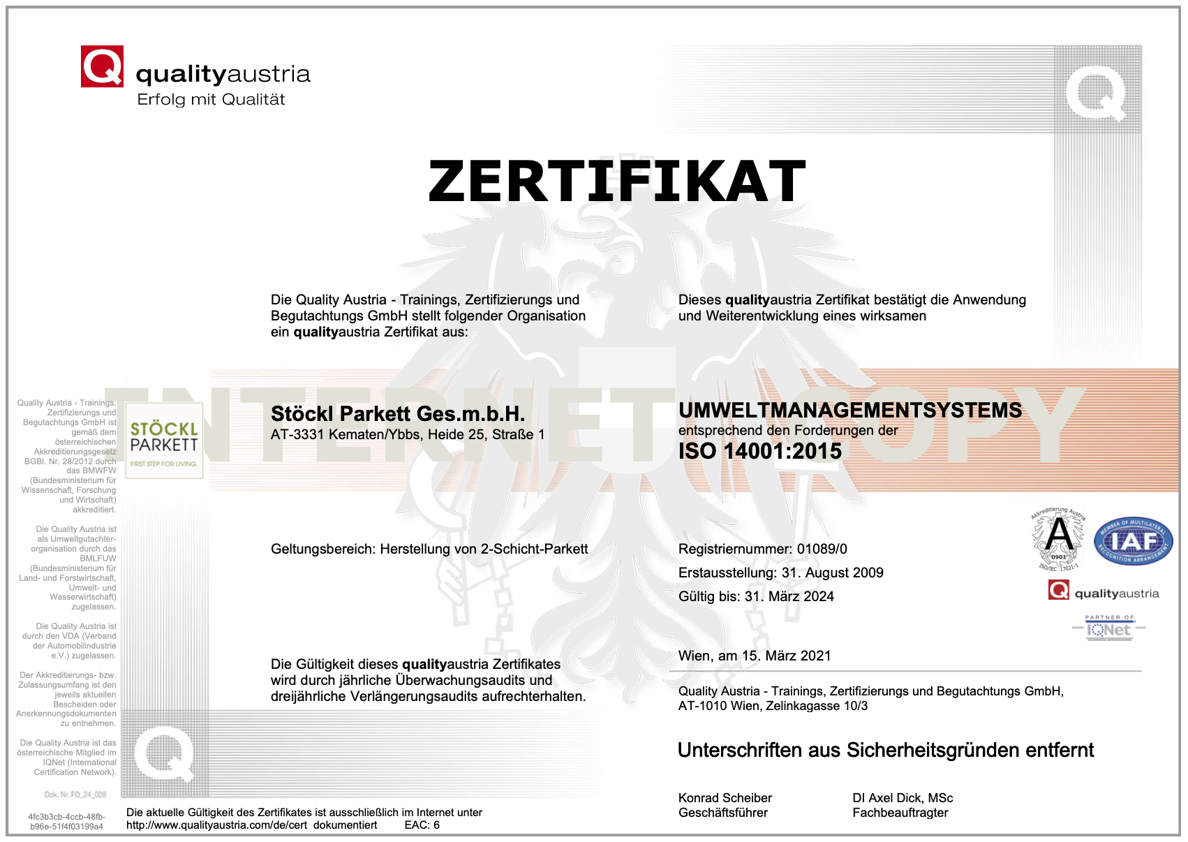 Сертифікат якості ISO 14001:2015